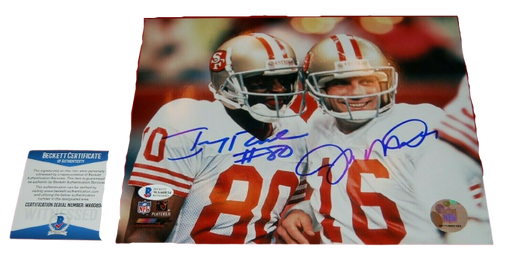 49ers Joe Montana & Jerry Rice Authentic Signed 16x20 Photo BAS Witnessed