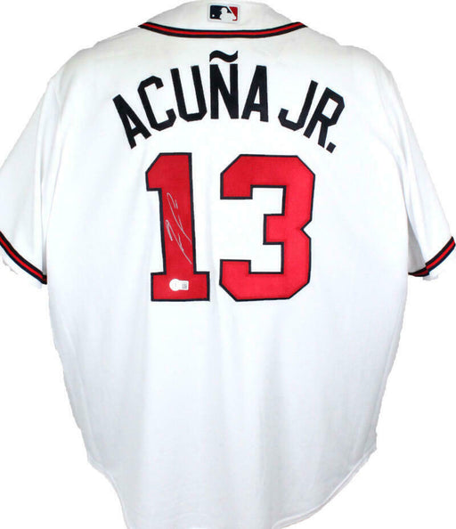 thejerseysourceautographsthejerseysourceautographs Ronald Acuna Atlanta Braves Signed White Majestic Jersey w/ Roy (BAS COA)