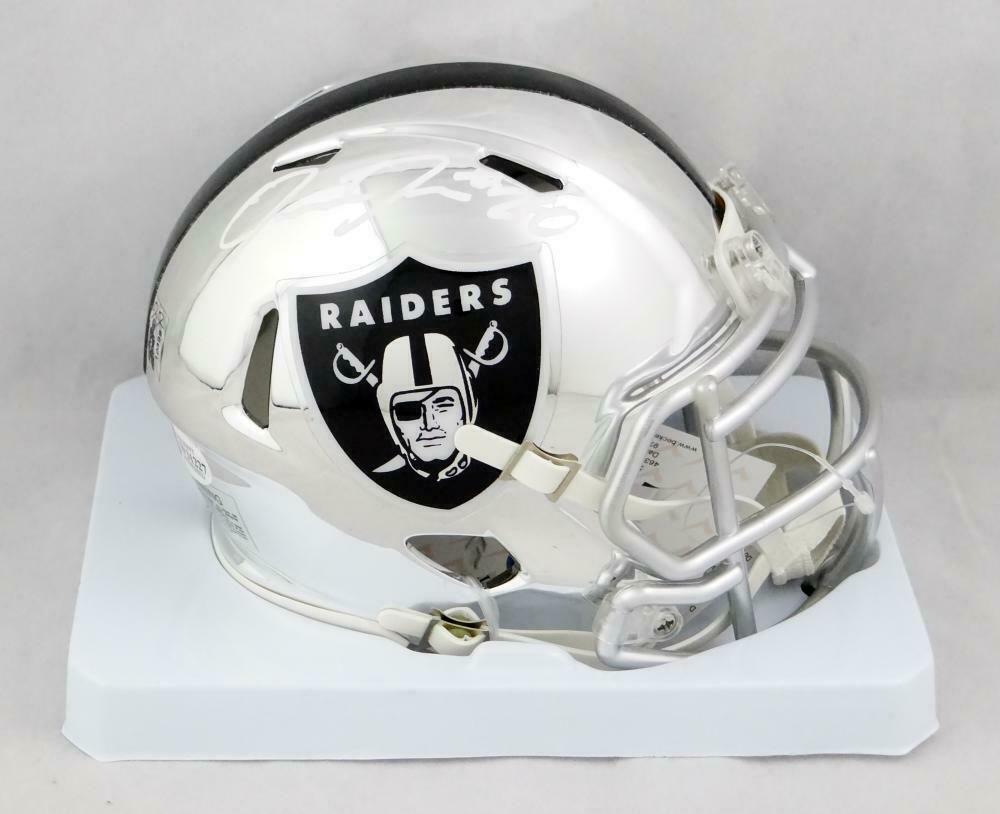 Josh Jacobs Oakland Raiders Signed Chrome Mini Helmet (BAS COA