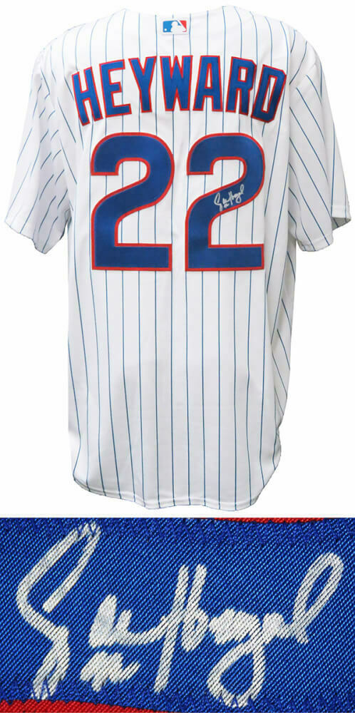 Jason Heyward Chicago Cubs Signed White Pinstripe Majestic Replica