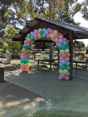 An Arch in the Park lets everyone know where the Party is happeing