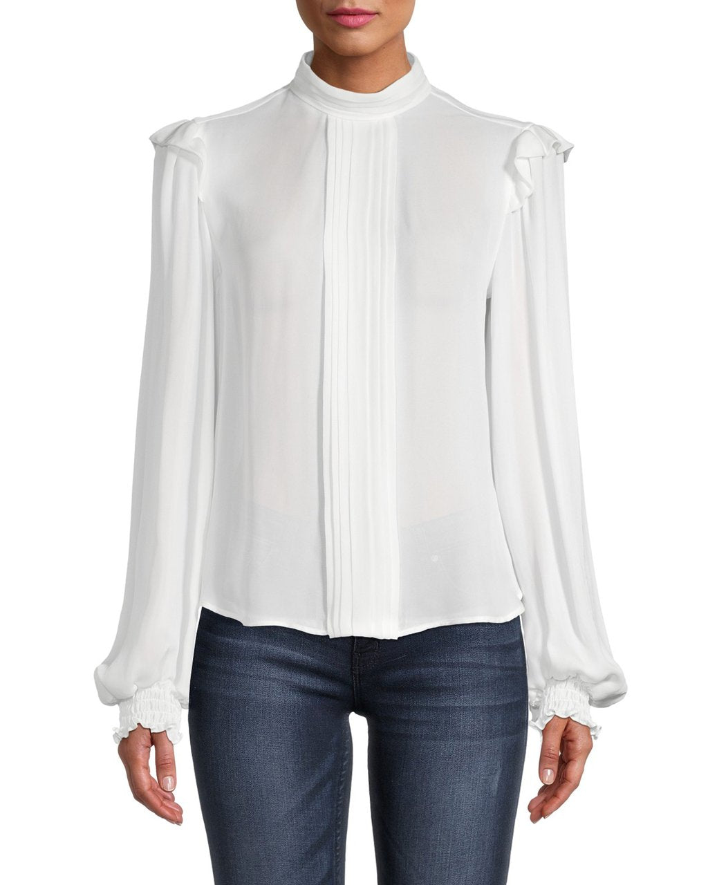 Nicole Miller | Georgette Pintuck Blouse In Ivory | Haverdash