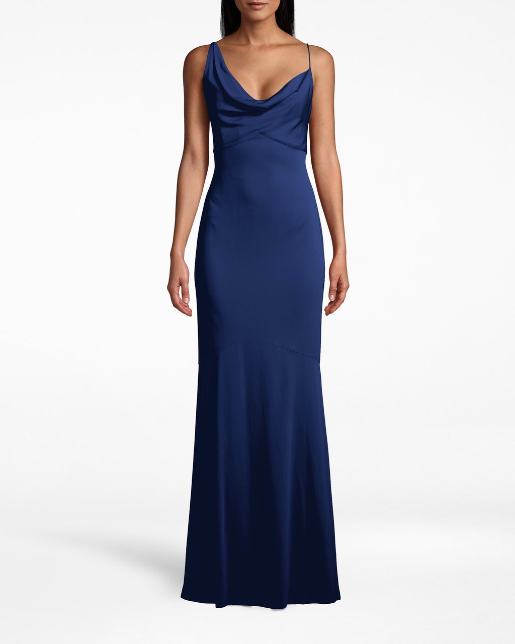 Nicole Miller | New Stretch Crepe Asymmetric Cowl Neck Gown In Navy ...