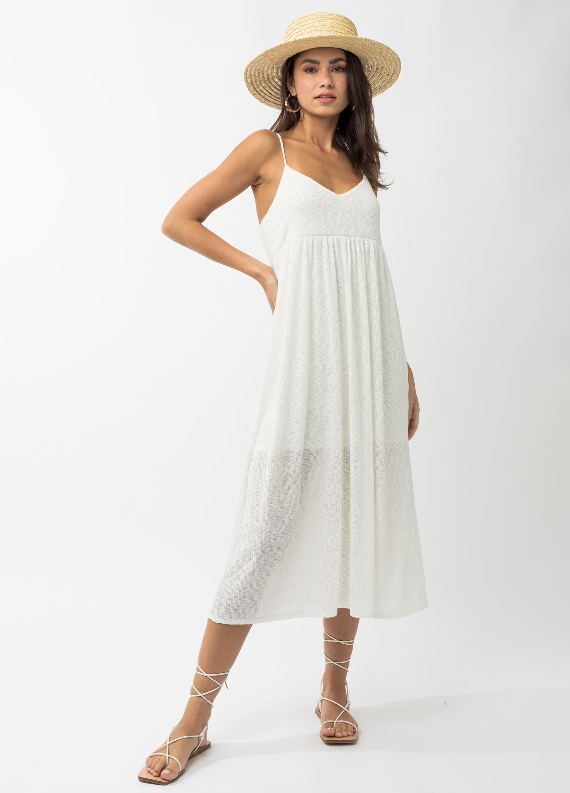 Gilli | Sleeveless White Midi Dress | Haverdash