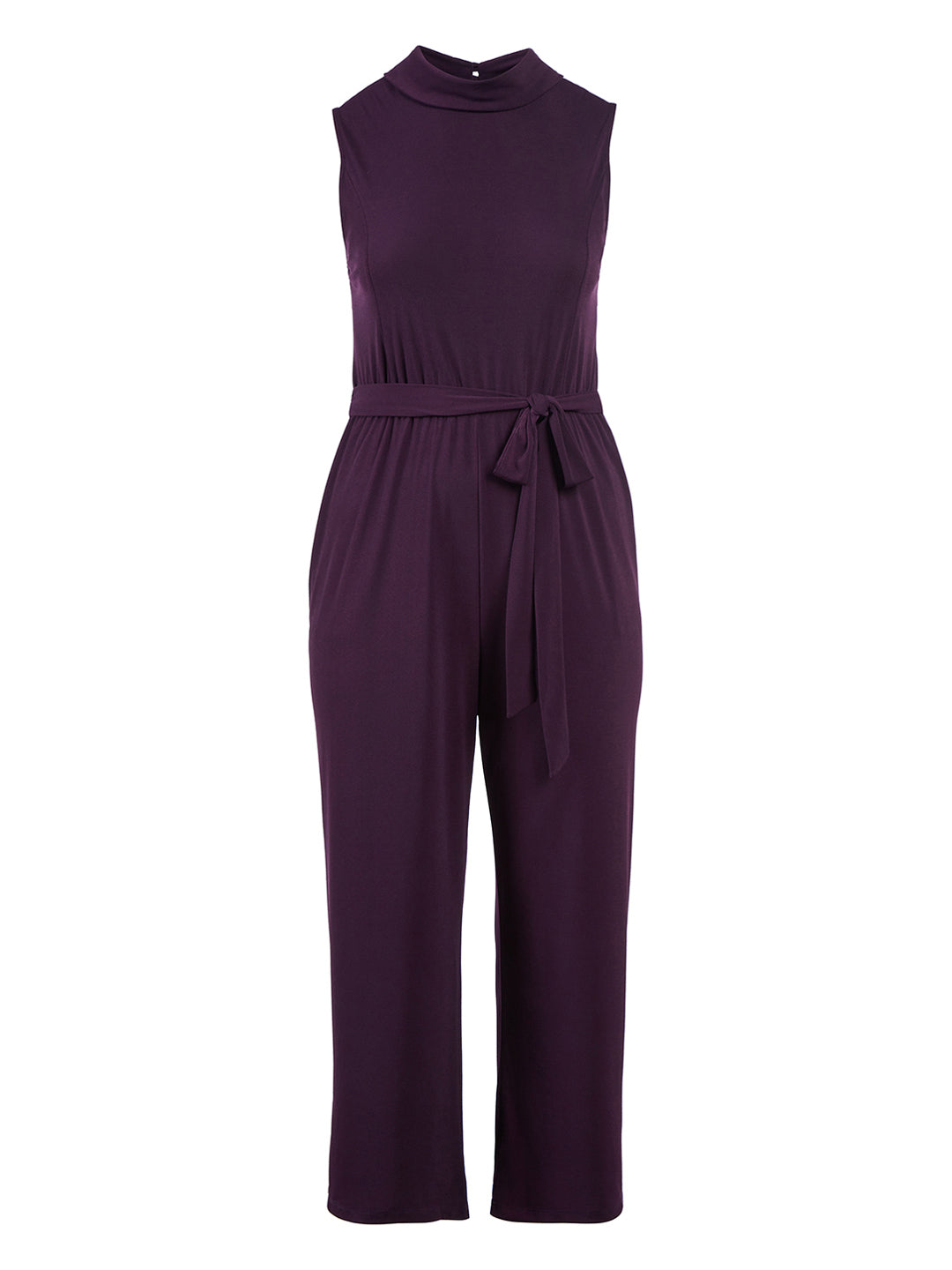 Gilli | Mock Neck Eggplant Jumpsuit | Haverdash