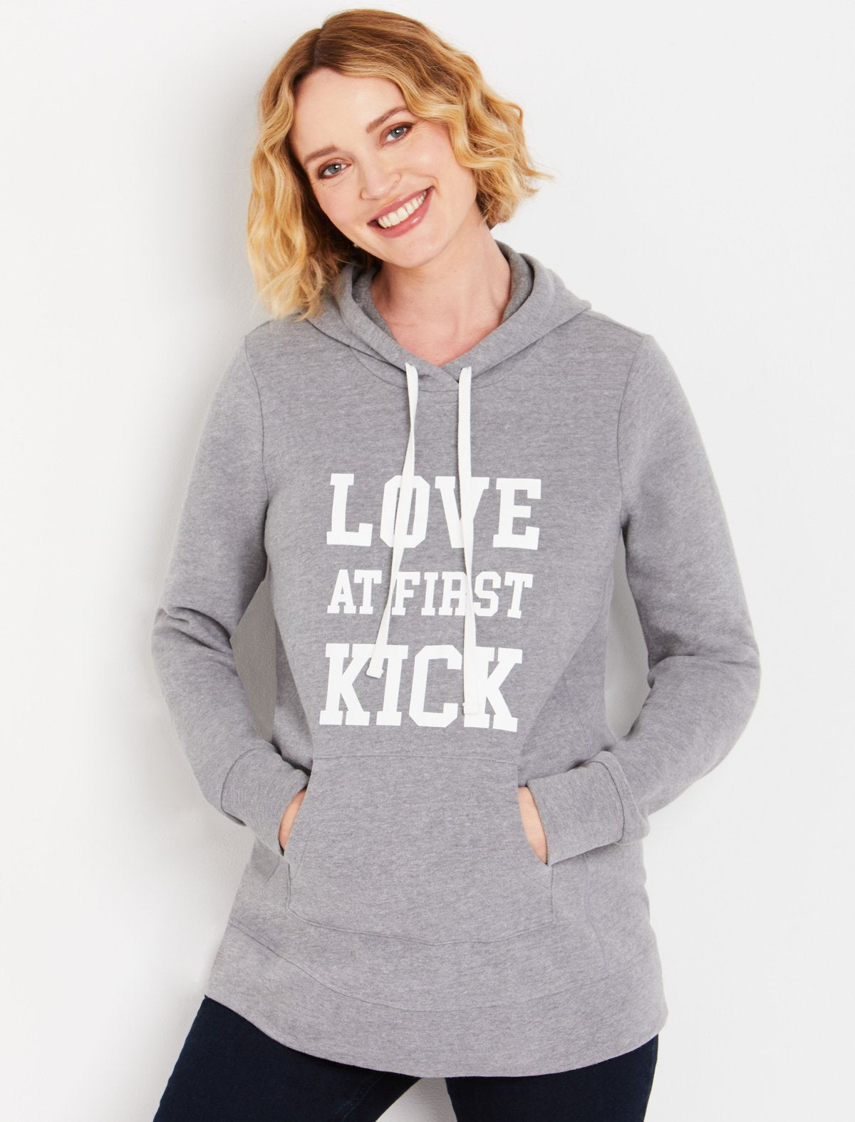 Motherhood Maternity | Love At First Kick Maternity Sweatshirt in Grey ...