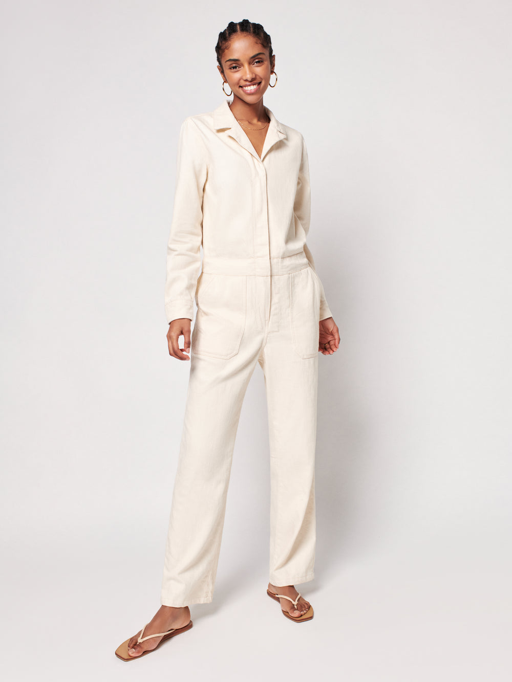 Faherty Brand | Overland Twill Jumpsuit in Natural | Haverdash