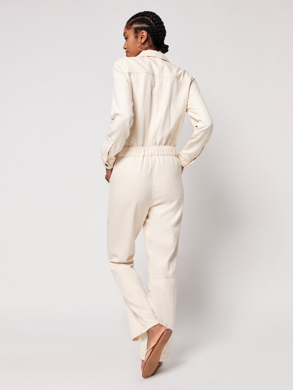 Faherty Brand | Overland Twill Jumpsuit in Natural | Haverdash