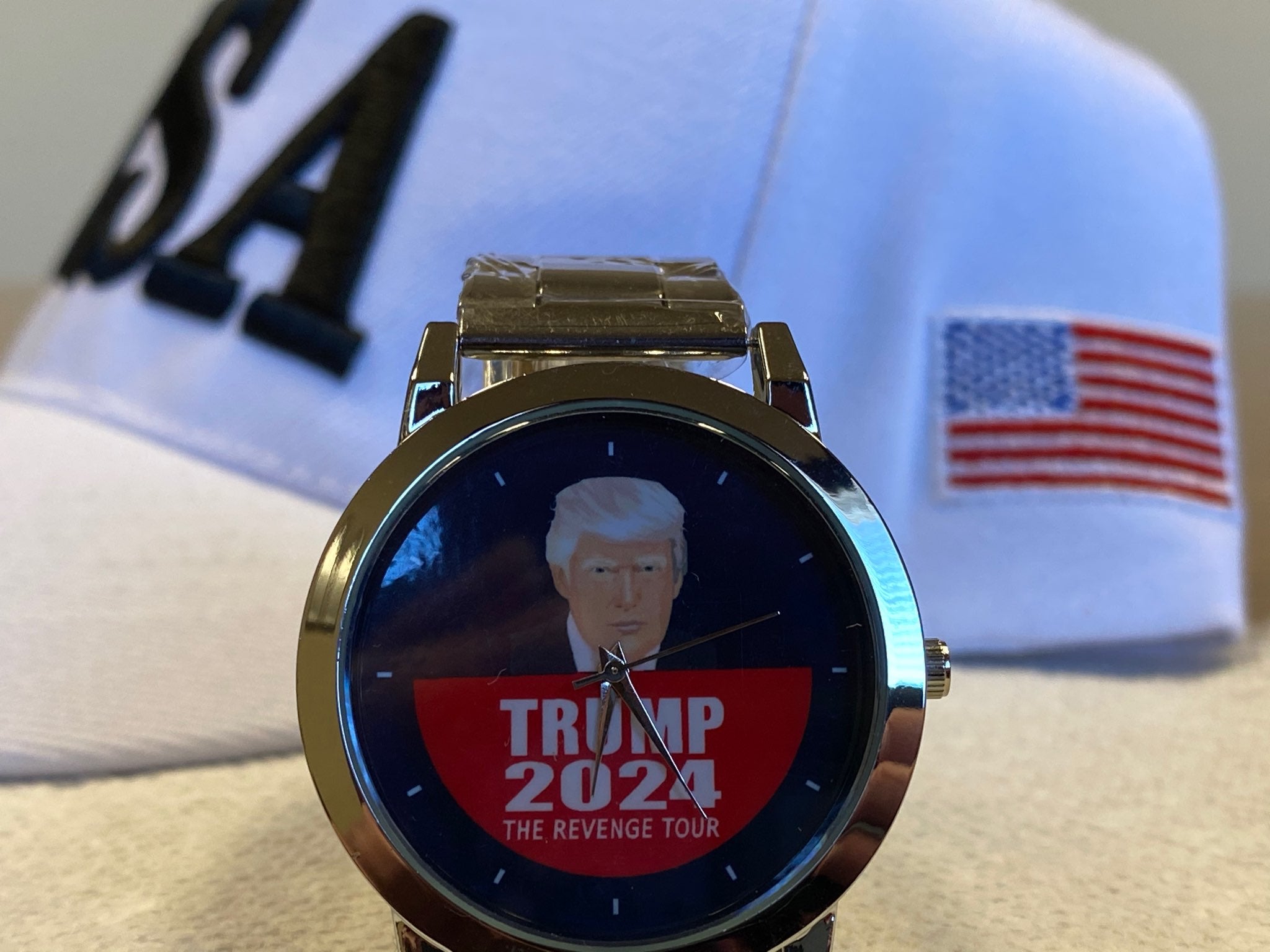 Trump 2024 "The Revenge Tour" Wrist Watch Navy Face Patriot Powered