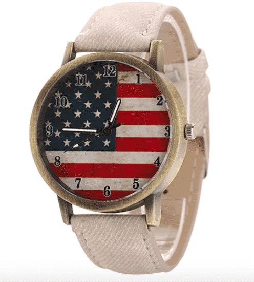 Patriotic American Watch with White Band – Patriot Powered Products