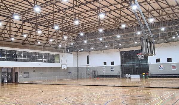 LED highbays in basketball stadium