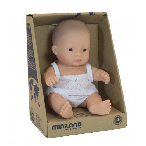 Miniland asian baby doll in a box