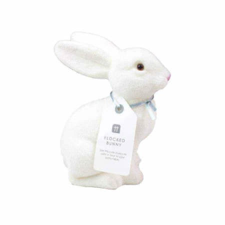Flocked White Easter Bunny Decoration I Cool Easter Party Decorations