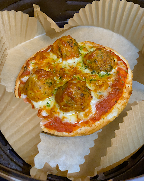 Mini Meatball Parm on Thumb Bread in air fryer