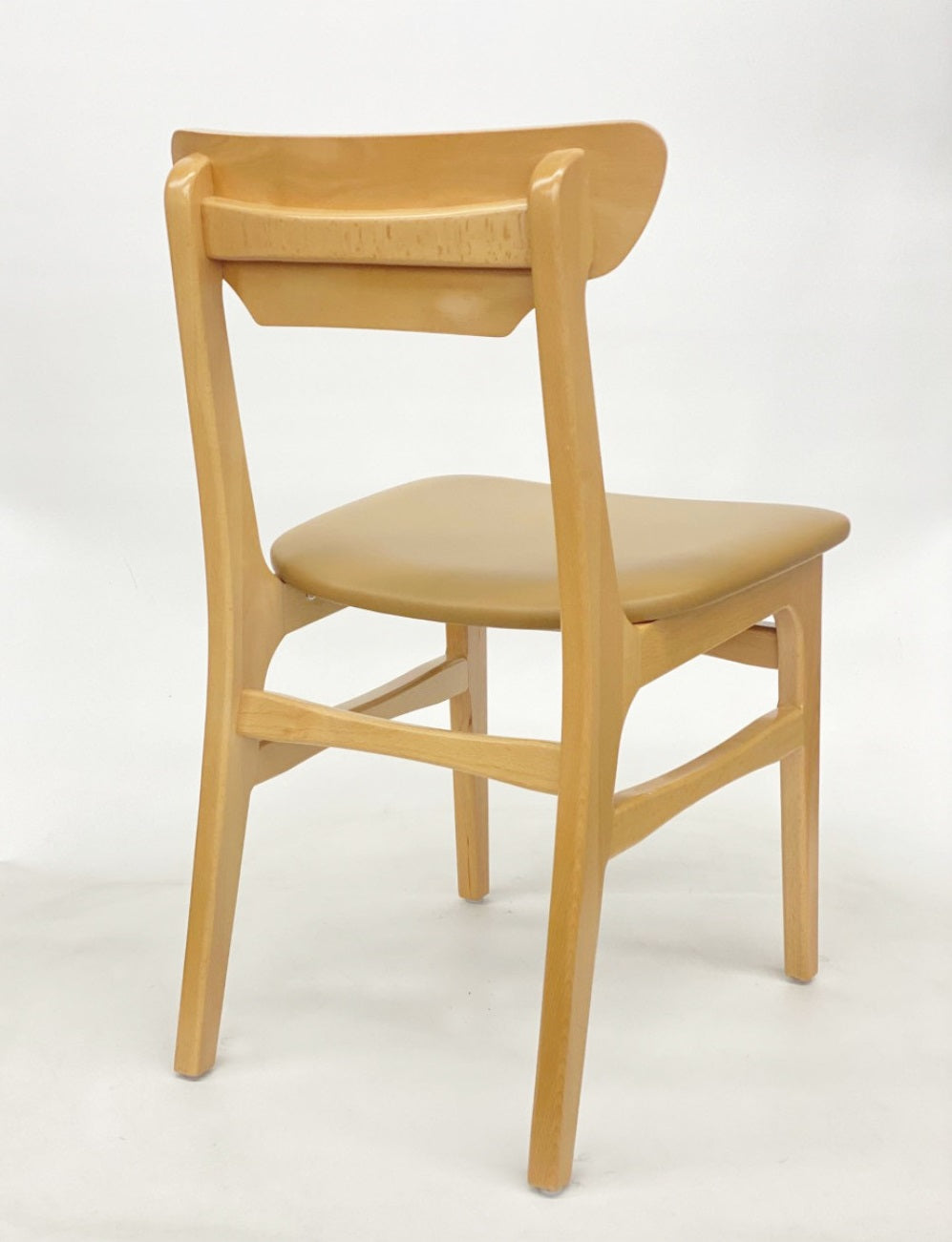 Aurora Solid Beech Natural Finish Restaurant Side Chair Vinyl Seat
