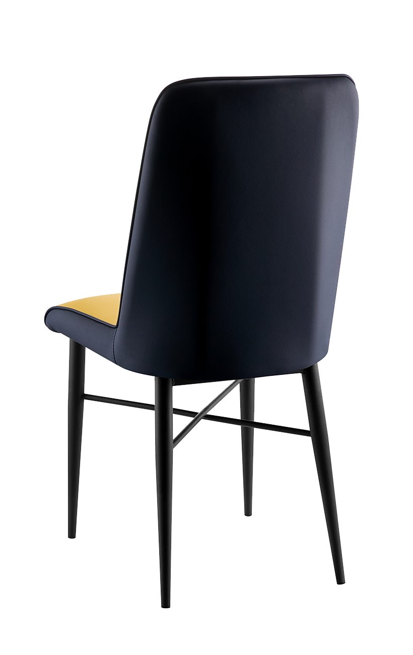 Giallo Sedia Yellow Dining Chair Fully Upholstered Frame Black Legs