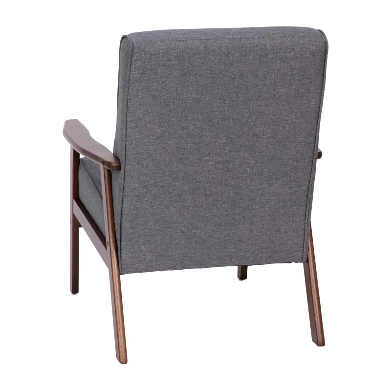 Giuseppe Retro Hotel Chair Synthetic Gray Linen Walnut Finished Wooden Frame