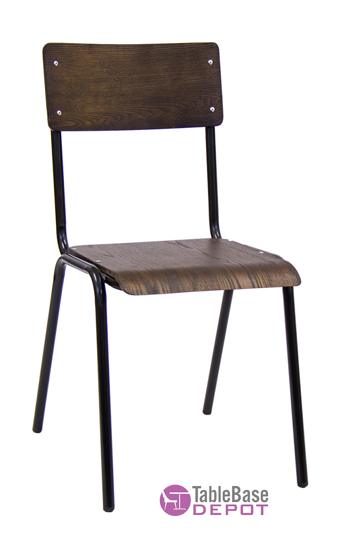 Prep School Vintage Restuarant Side Chair With Upscale Veneer Ply Seat and Back