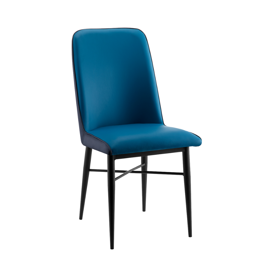 Rosso Azure Blue Dining Chair Fully Upholstered Frame Black Legs
