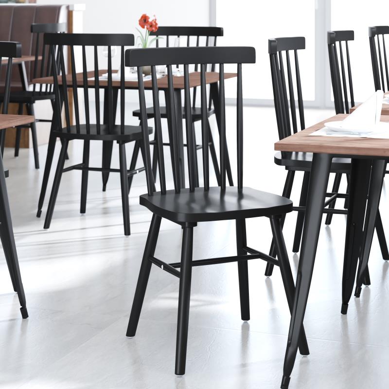 Time-Honored Black Spindle Back Restaurant Side Chair