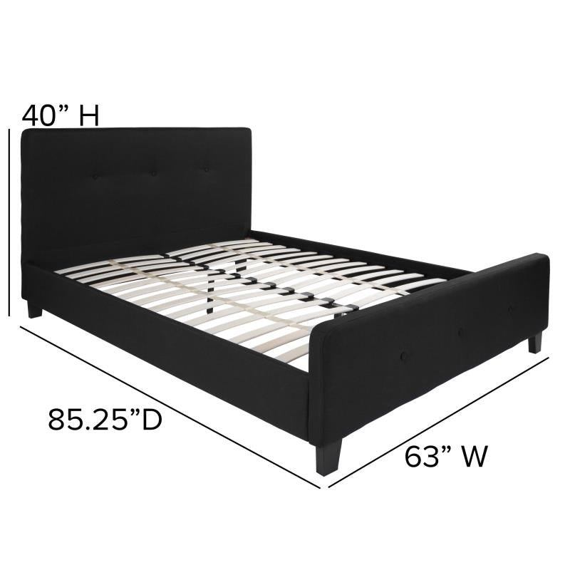 Trendy Nights Affordable Platform Hotel Bed Frame ANSI BIFMA Certified Black Button Back Fabric