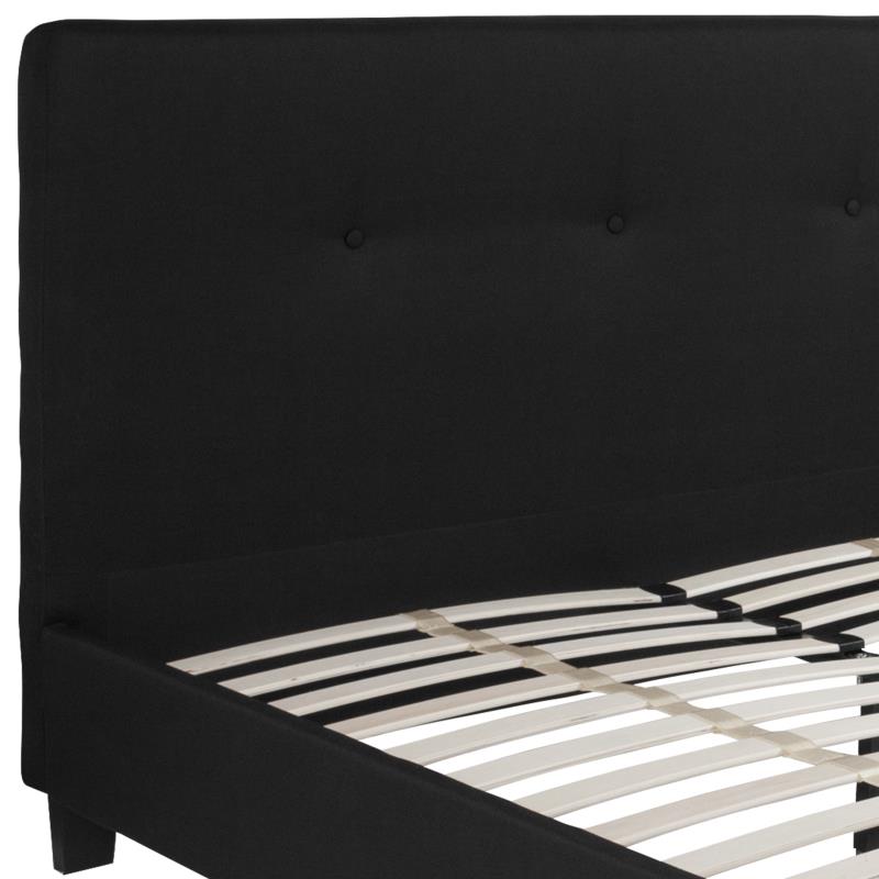 Trendy Nights Affordable Platform Hotel Bed Frame ANSI BIFMA Certified Black Button Back Fabric
