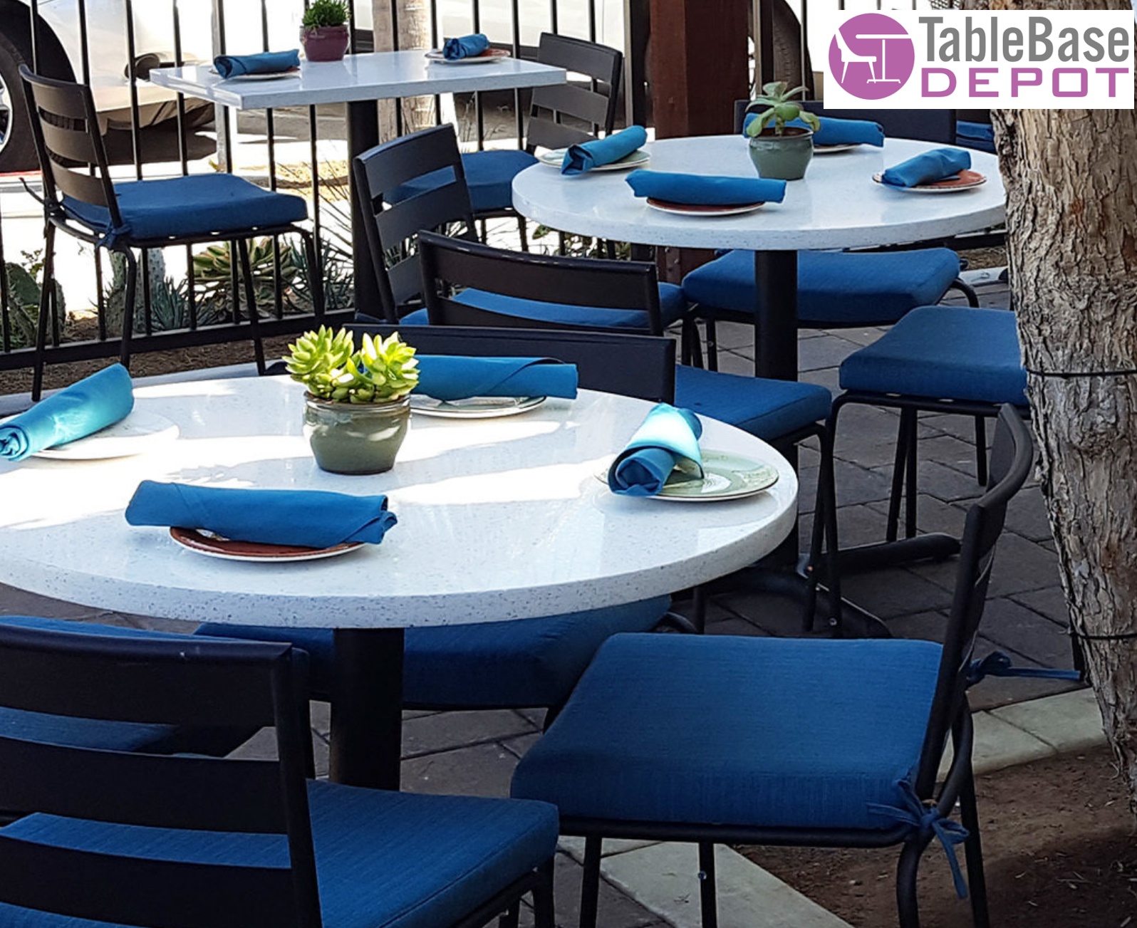 Zirconia White Quartz Restaurant Table Tops In-Outdoor Use