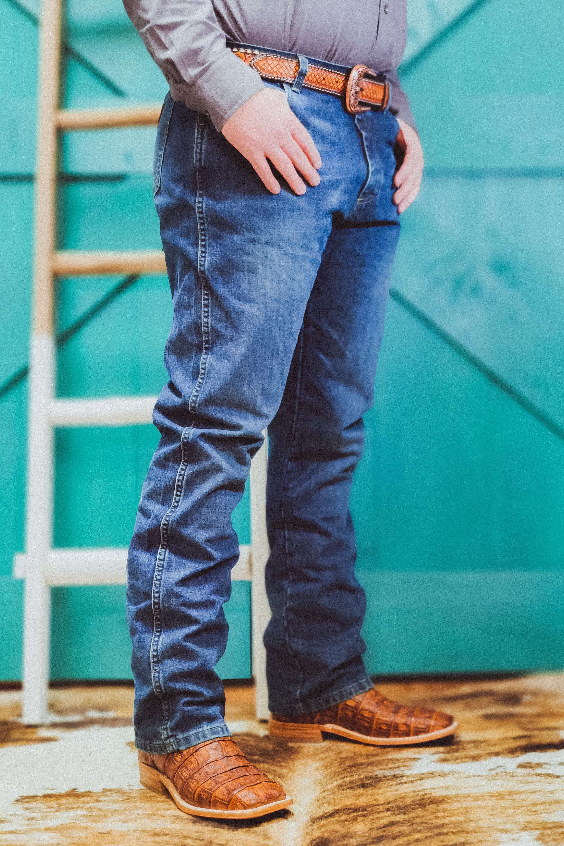 River Wash Slim Boot Jeans by Wrangler from The Gritty Cowboy