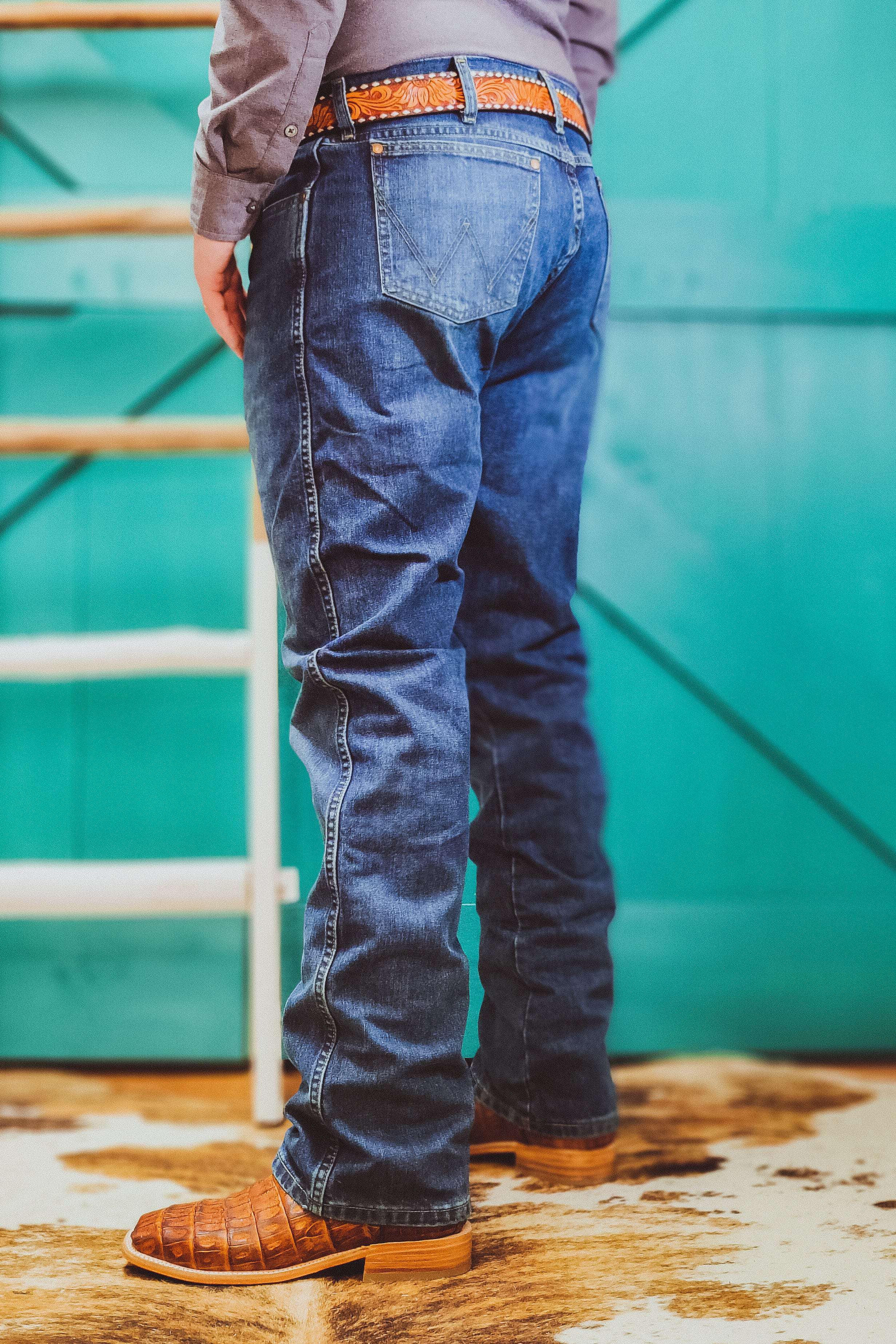 River Wash Slim Boot Jeans by Wrangler from The Gritty Cowboy