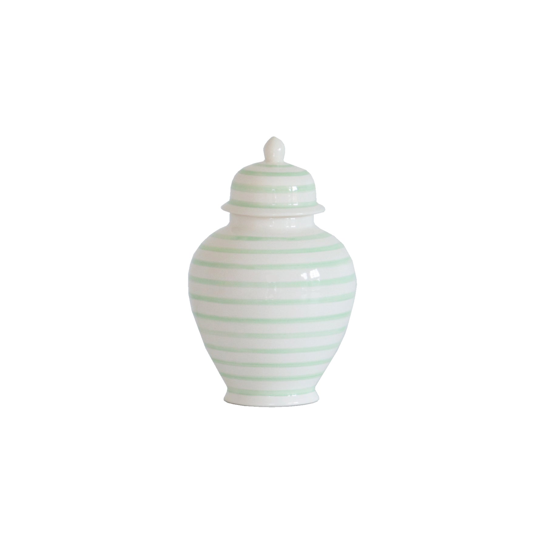 Painterly Striped Ginger Jars in Green for Lo Home x Lemon Stripes