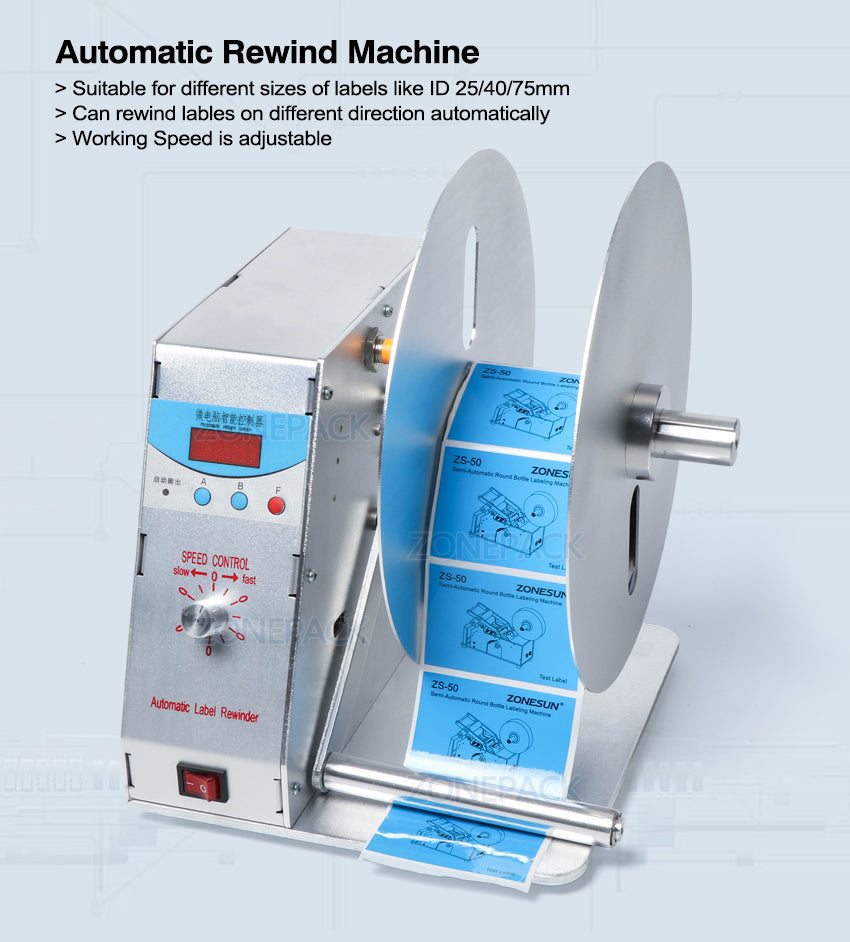 ZONESUN NEW Digital Automatic Label Rewinder Rewinding Machine
