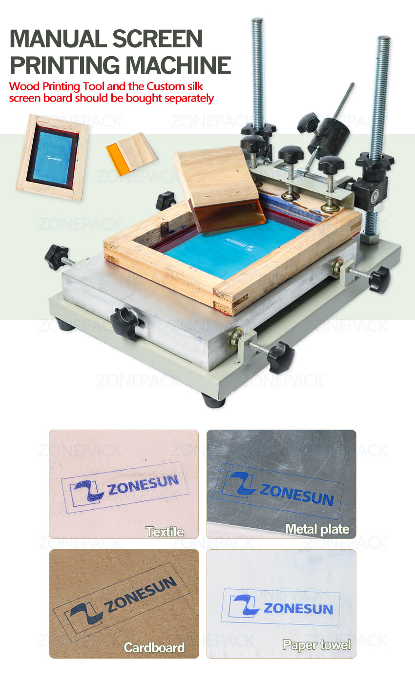 ZONEPACK Высокоточный трафаретный принтер Шелкотрафаретный принтер SMT Паяльная паста Шелкотрафаретная печатная машина для металла, пластика, дерева 
