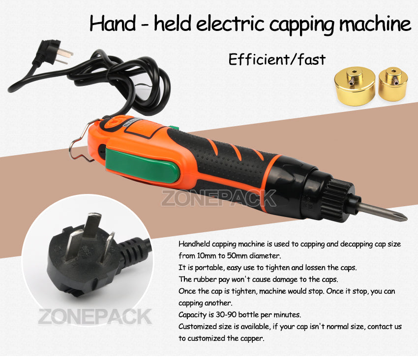 ZONESUN 160W 28-32mm Bottle Capper Hand Held Bottle Capping Machine