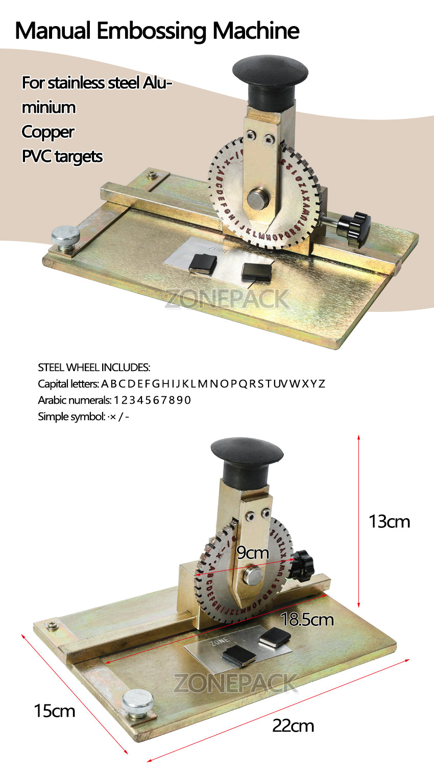 ZONESUN Manual Metal Stamping Marking Machine Deboss Embossing Machine