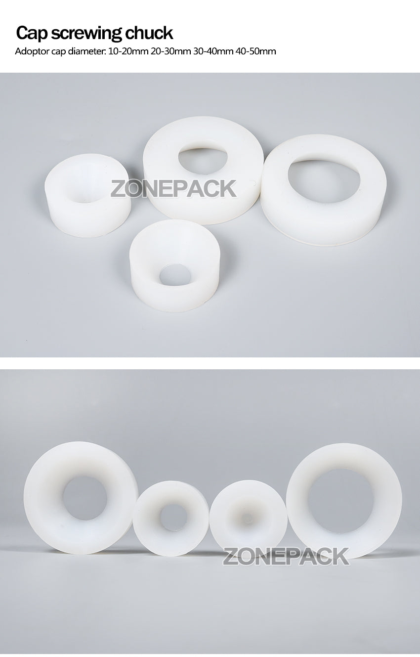 ZONEPACK Cap Screwing Chuck, Bottle Cap Adoptor of Capping Machine, Silicone Capping Chuck,10-50mm, Anti-wear