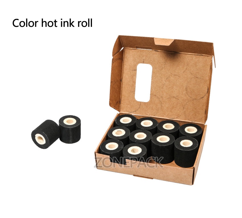 ZONEPACK Free Shipping Energy Saving Black Hot Printing Ink Roll for MY-380F, Good Quality Hot Ink Roll, Black Hot Print Rolls 12 Roll