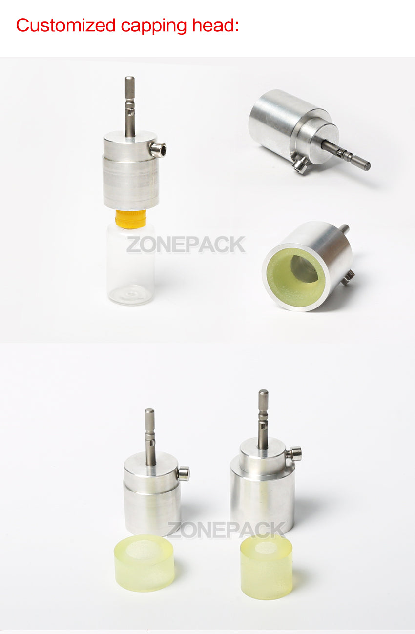 ZONEPACK Customized Chuck, E Liquid Bottle Perfume Capping Head for Hand Held Screw Capping Machine, Bottle Capping Machine, Cap Sealer