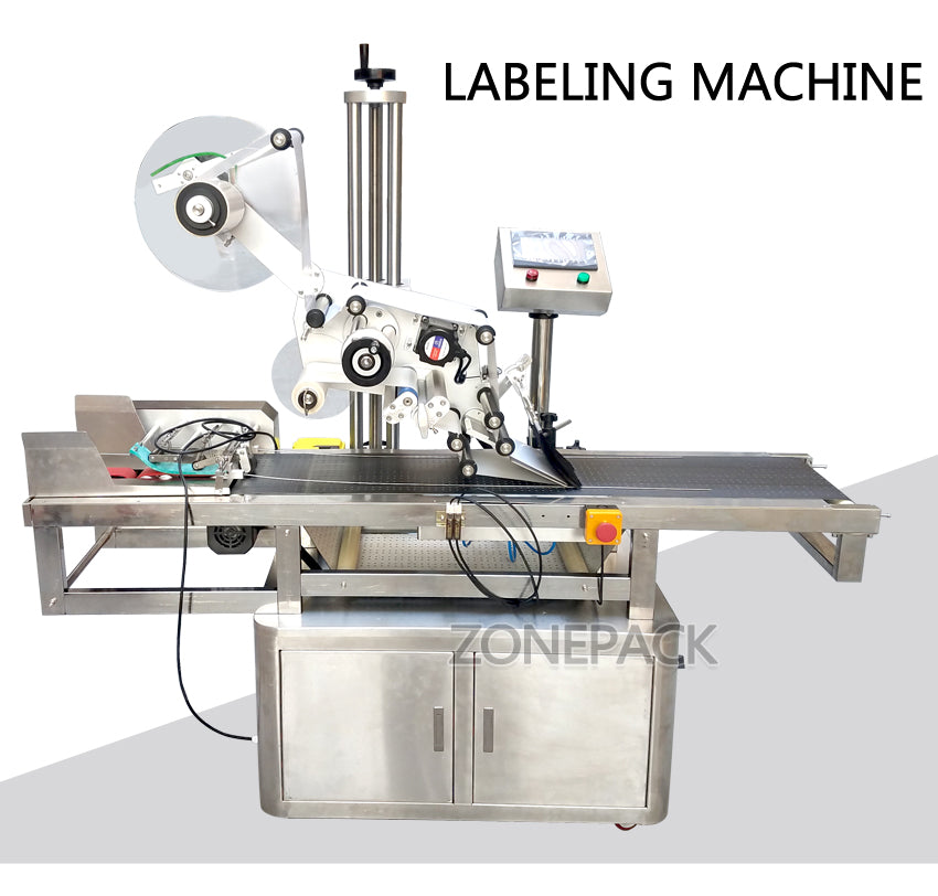 ZONEPACK Automatic High Speed Flat Square Bottle Bag Adhesive Tape Packing Labeling Machine