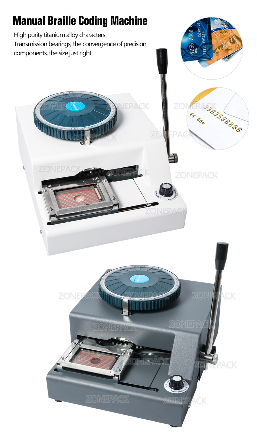 ZONESUN DIY 72 Letter Press Character PVC Card Embosser Stamping Machine