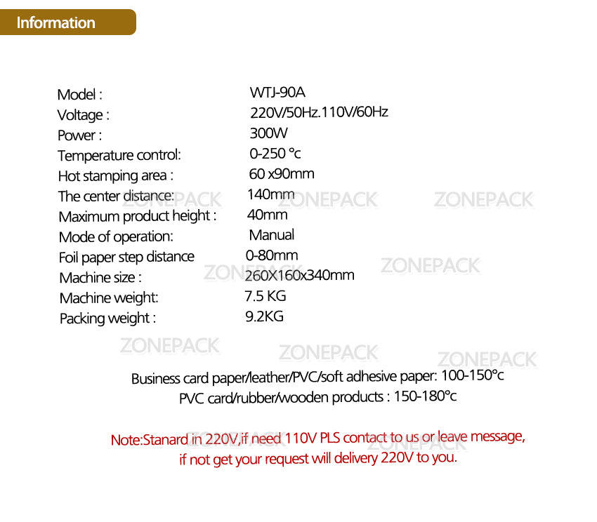 ZONEPACK WT-90AS Лучшее качество 220 В / 110 В Ручная машина для горячего тиснения фольгой Самосвал для тиснения карт для ID ПВХ карт