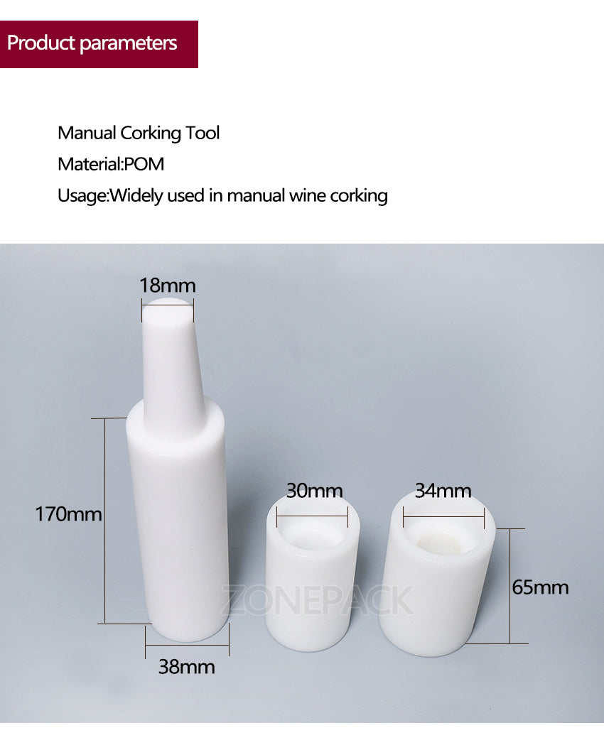 ZONEPACK Manual Red Wine Brew Tamponade Device Brewed Red Wine Bottle Capping Machine Cork Into Bottle Tools Wine Stopper Pusher