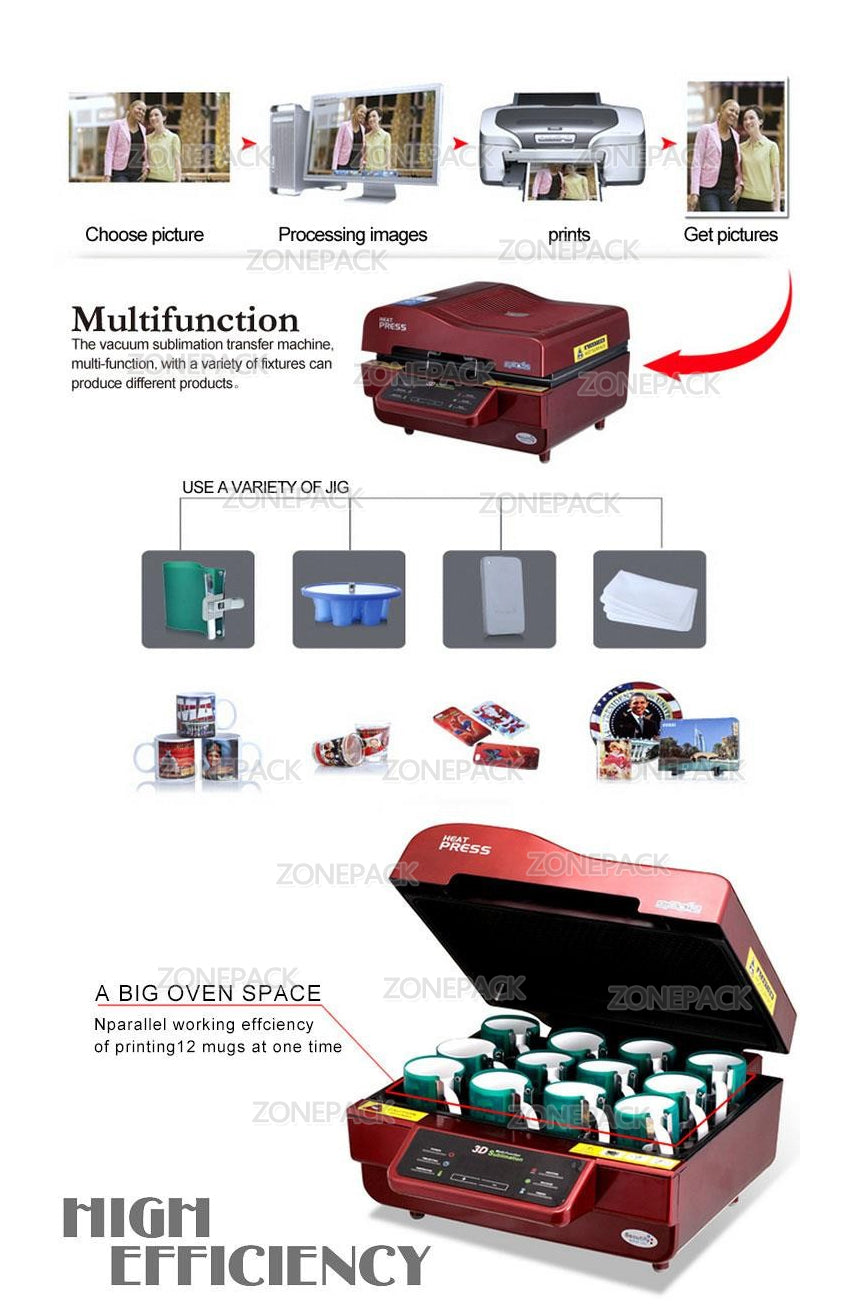 ZONEPACK Printer For Fabric Logo Printing Machine Phone Case Printing Machine with Mini Sealing Machine
