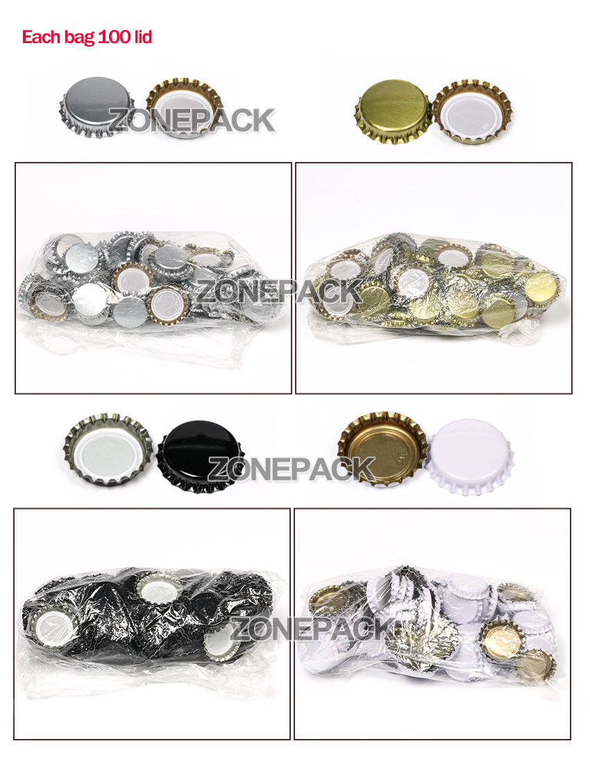 ZONEPACK 100pcs/lot Custom Logo Assorted Colors Beer Bottle Cap Beer Lid for DIY Homebrew Beer Tool Gold Black Silver Free shipping