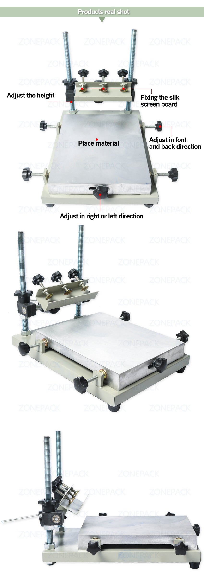 ZONEPACK High Precision Stencil Printer Silk Screen Printer SMT Solder Paste Silk Screen Printing Machine For Metal Plastic Wood