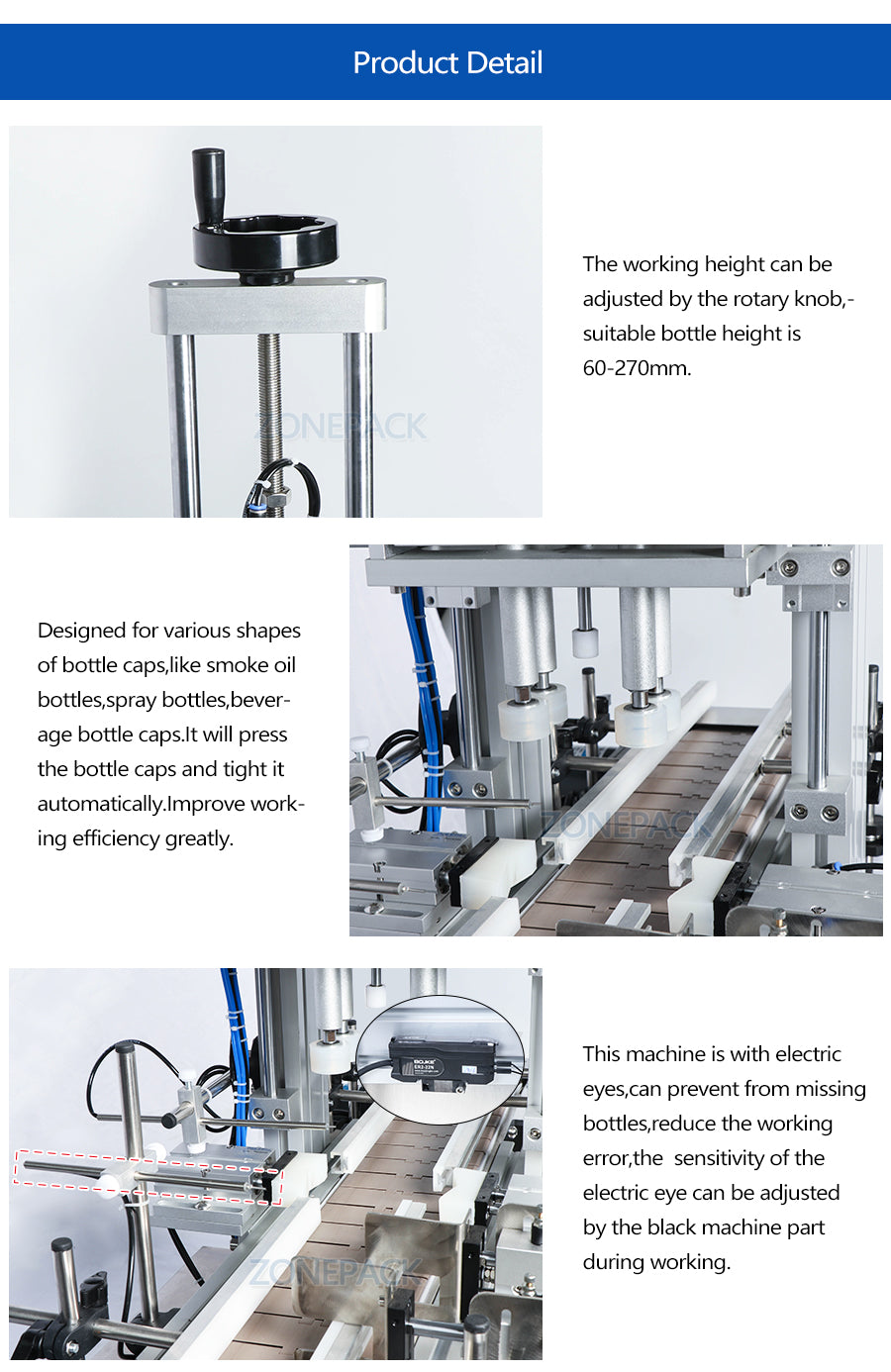 ZONEPACK ZS-XG1870 Pneumatic Vial Desktop Screw Automatic Capping Machines Glass Screw Perfume Pet Plastic Bottle