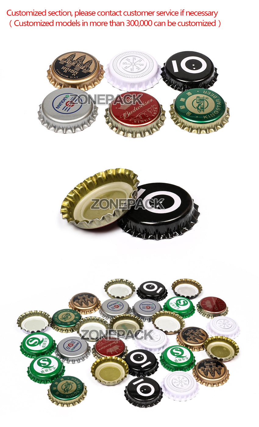 ZONEPACK 100pcs/lot Custom Logo Assorted Colors Beer Bottle Cap Beer Lid for DIY Homebrew Beer Tool Gold Black Silver Free shipping