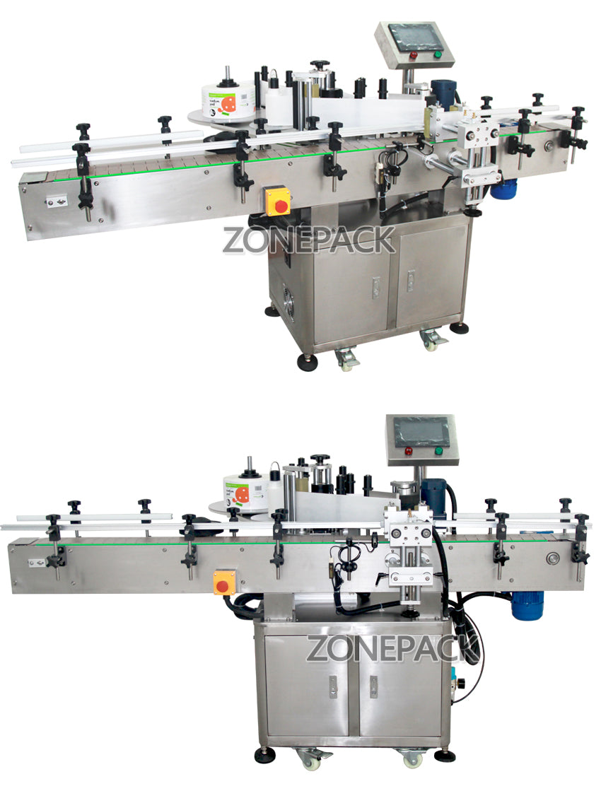 ZONEPACK Automatic Tube Round Wine Can Jar Water Milk Bottle Sticker Roll Labeling Machine For Factory