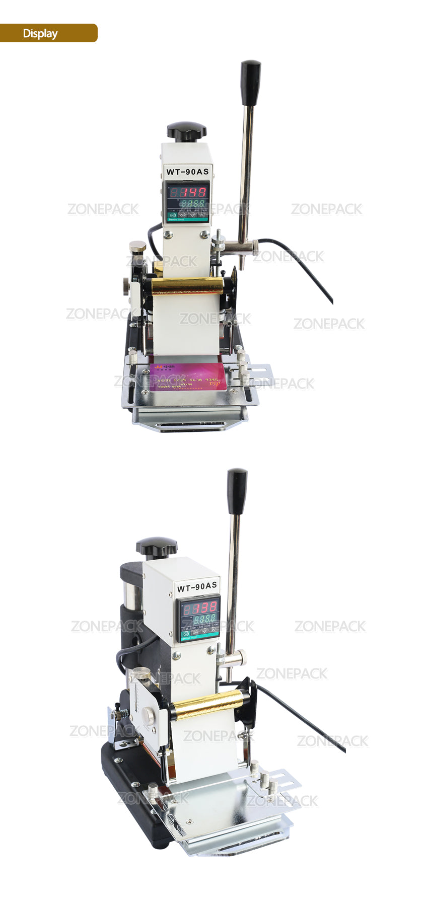 ZONEPACK WT-90AS Best Quality 220V/110V Manual Hot Foil Stamping Machine Card Tipper Embossing Machine For ID PVC Cards