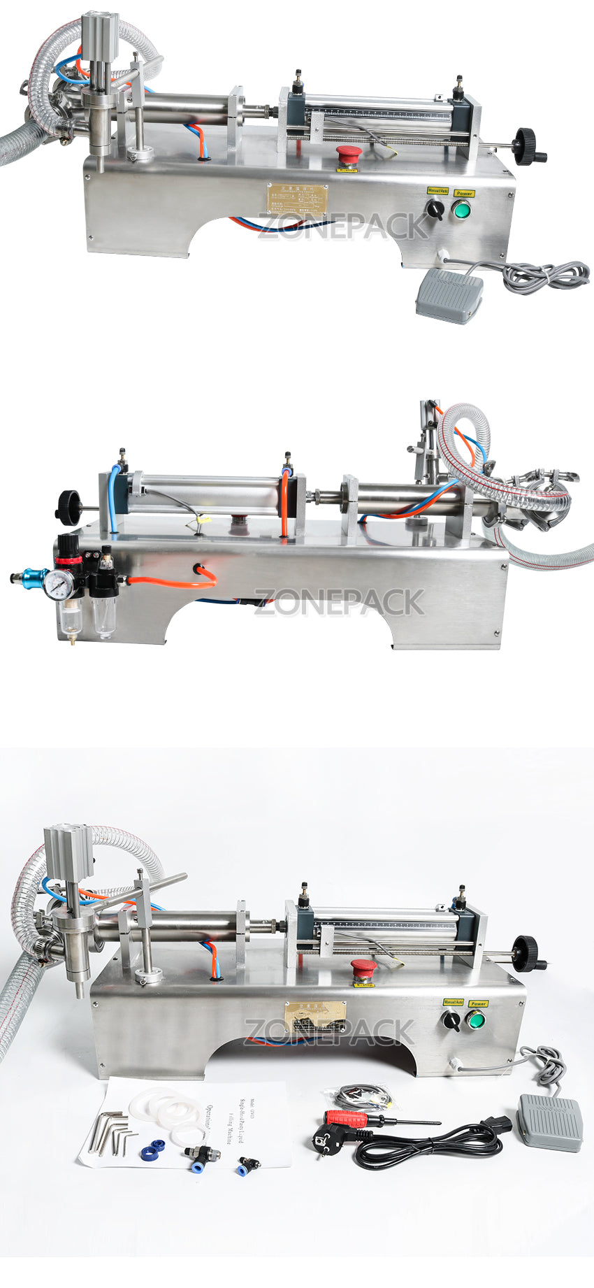 ZS-YT1 Pneumatic Piston Liquid Filler Shampoo Gel Water Wine Vinegar Coffee Oil Filling Machine