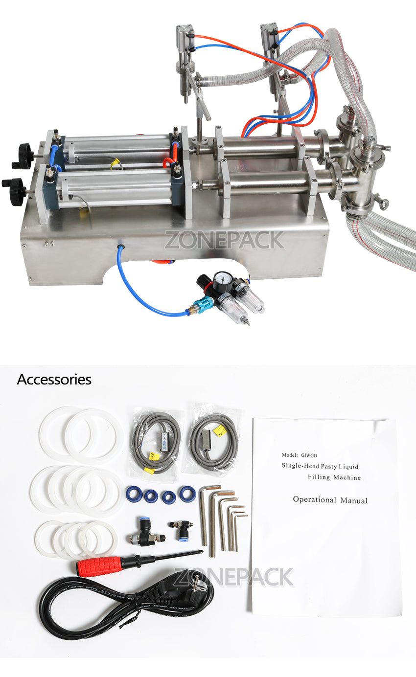 ZONEPACK Small Bottle Horizontal Full Pneumatic Double Shampoo Filling Machine Essential Oil Water Juice Milk Filling Machine